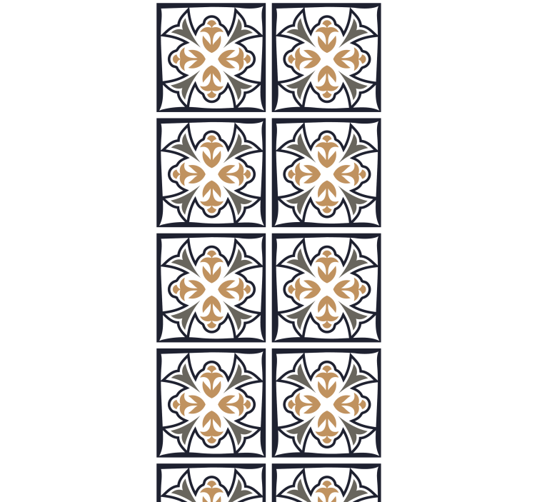 Cortina roller cocina azulejo portugués beige y negro - TenVinilo