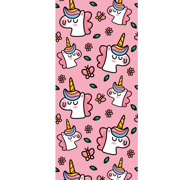 Cortina roller infantil unicornio con flores lindas - TenVinilo