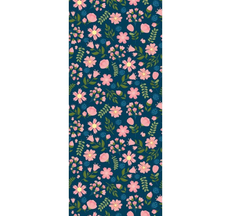 Cortina roller oficina estampado floral azul - TenVinilo