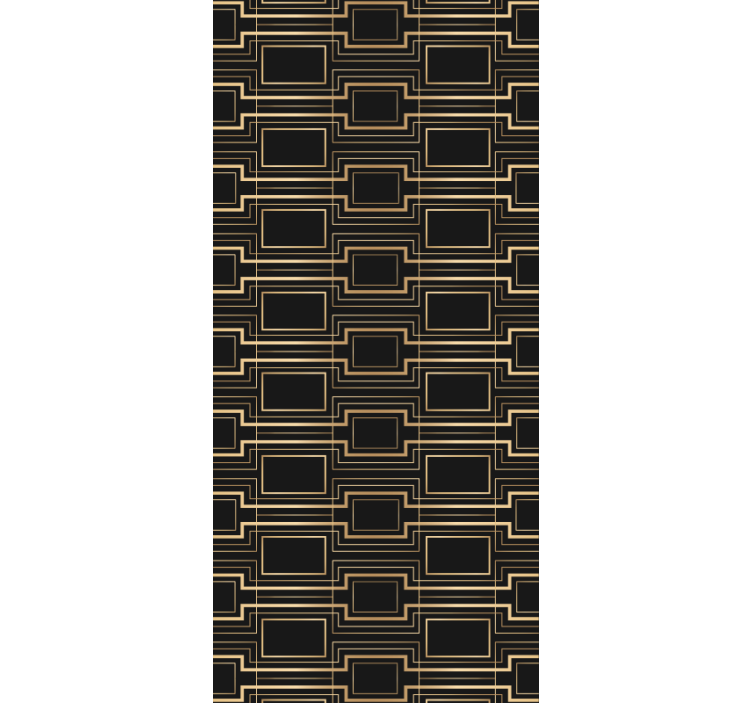 Cortina roller oficina patrón decorativo marcos dorados - TenVinilo