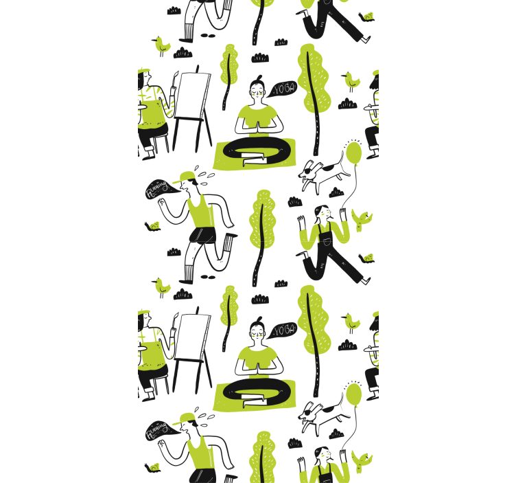 Cortina roller oficina conjunto de doodles saludables - TenVinilo