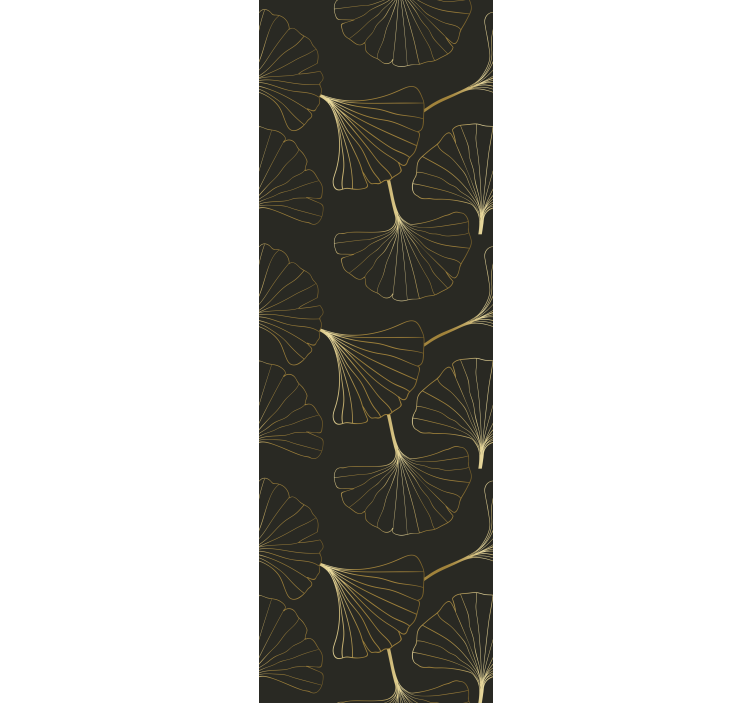 Cortina roller oficina hojas de ginkgo carbón oro - TenVinilo