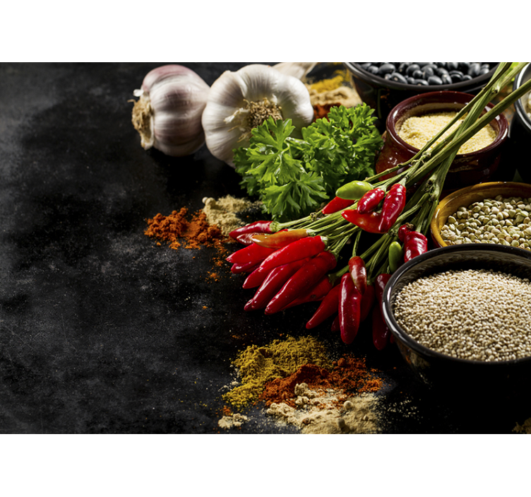 Cortina roller cocina cocinando con especias - TenVinilo