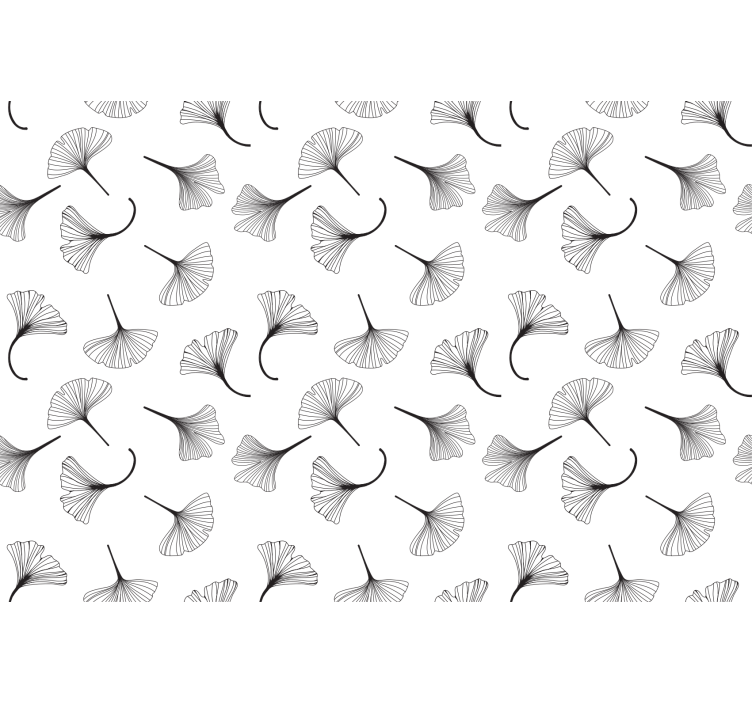 Cortina roller cocina patrón hojas de ginkgo negro - TenVinilo