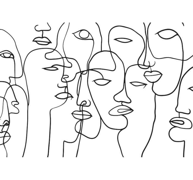 Cortina roller blanca patrón de caras - TenVinilo