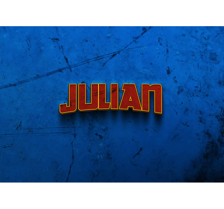 Cortina roller azul pared de superhéroe con nombre - TenVinilo