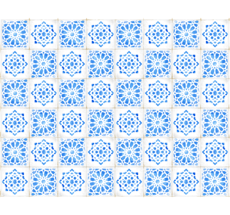 Cortina roller azul con patrones azules intrincados - TenVinilo