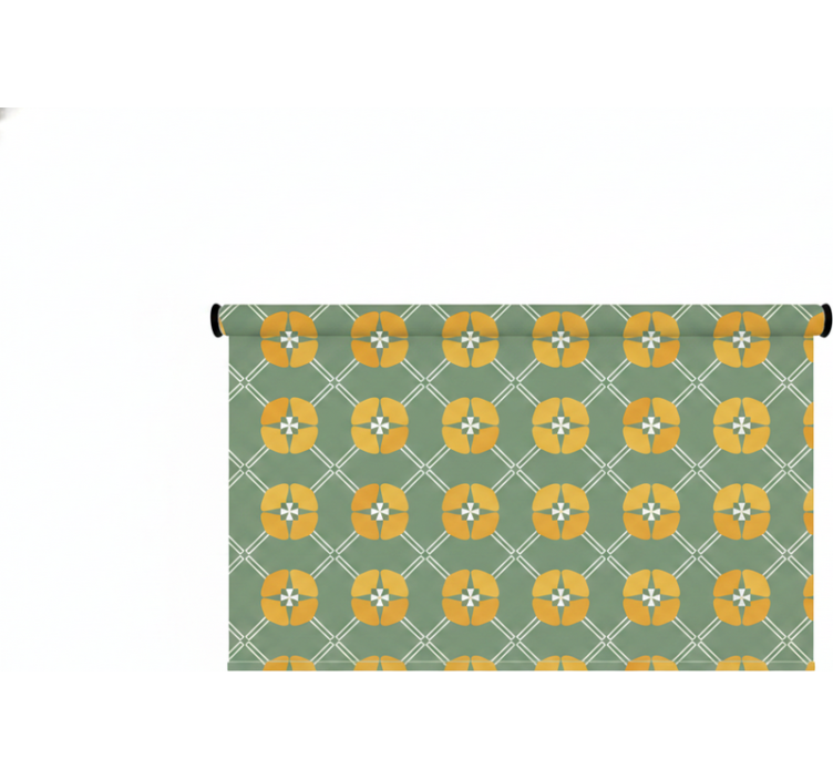 Cortina roller verde patrón floral vintage verde - TenVinilo