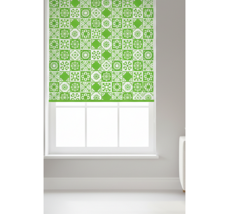 Cortina roller verde abstracto en verde y blanco - TenVinilo