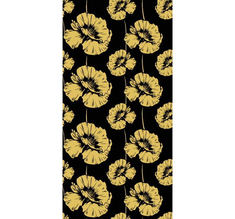 Cortina roller floral diseño amarillo y negro - TenVinilo