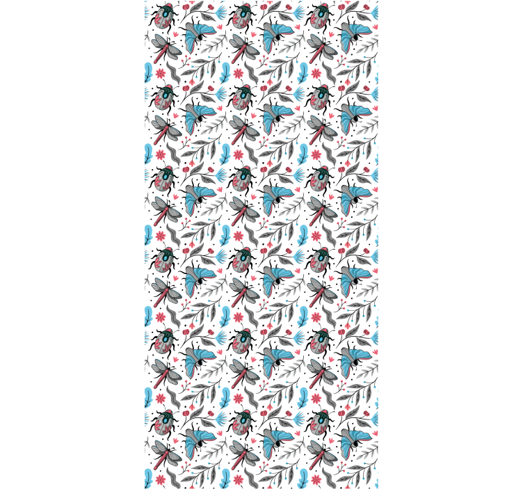 Cortina roller flores insectos alados y flora - TenVinilo