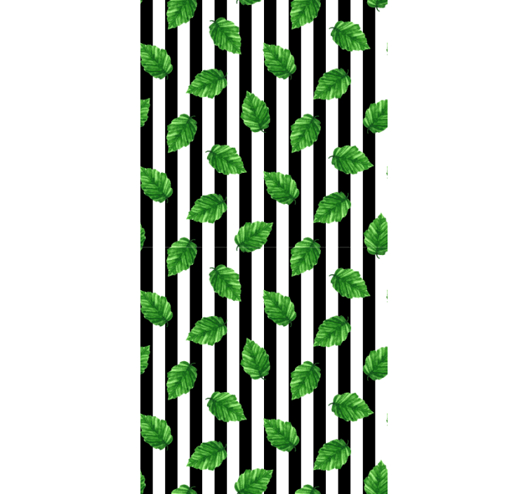 Cortina roller flores patrón de rayas de hojas - TenVinilo