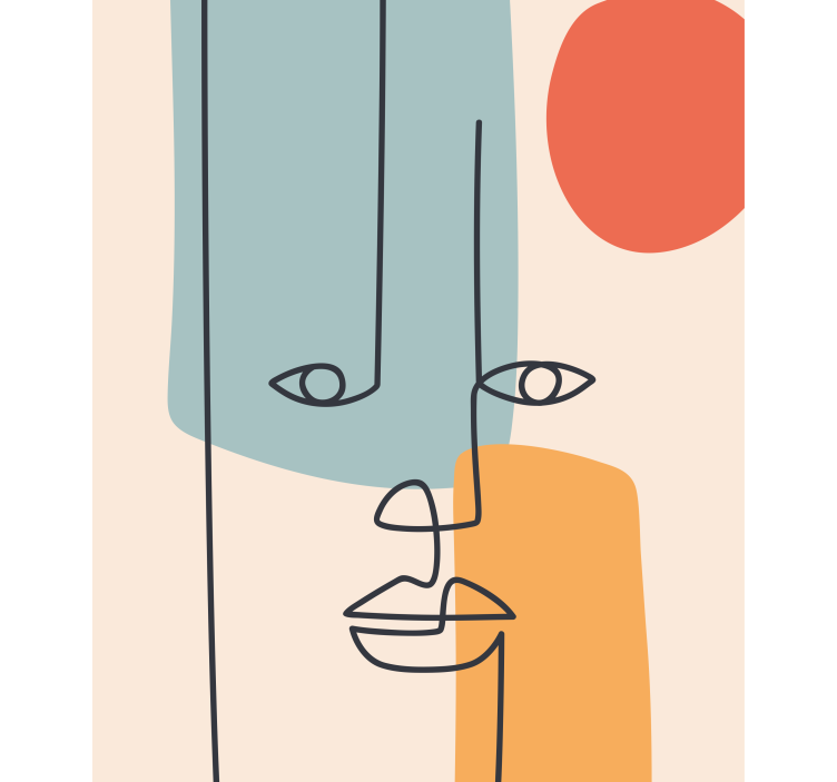 Cortina roller dibujos contorno facial abstracto - TenVinilo