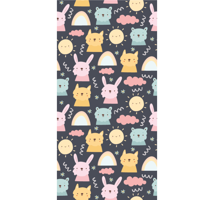 Cortina roller divertida patrón de animales juguetones - TenVinilo