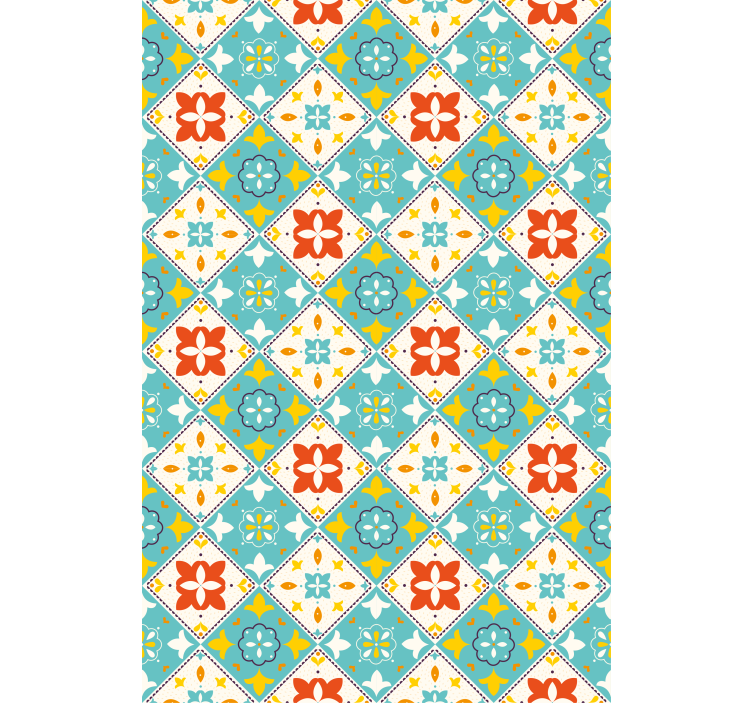 Cortina roller baño azulejos azules y beige - TenVinilo