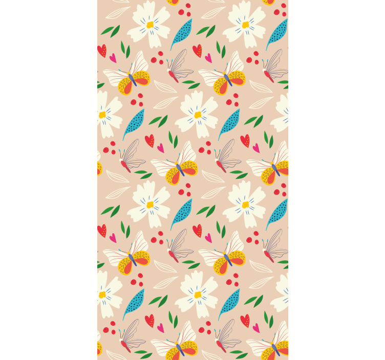 Cortina roller mariposas estampado floral beige - TenVinilo
