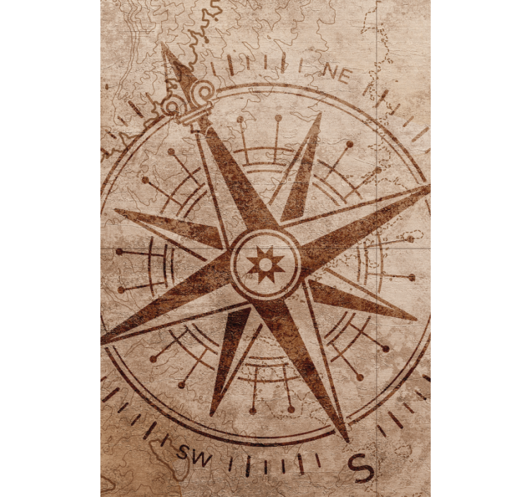 Cortina roller mapamundi diseño de brújula vintage - TenVinilo