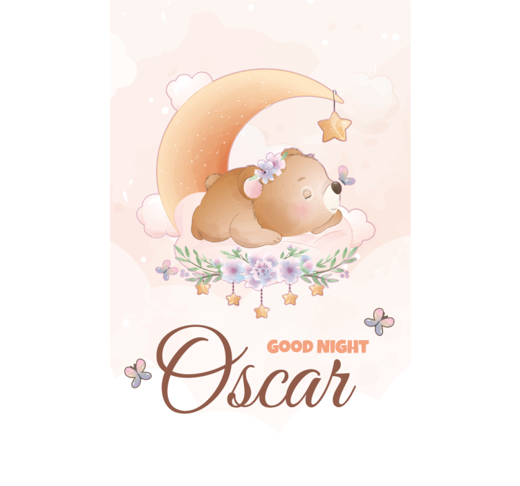 Estor con nombre osito durmiendo en luna - TenVinilo