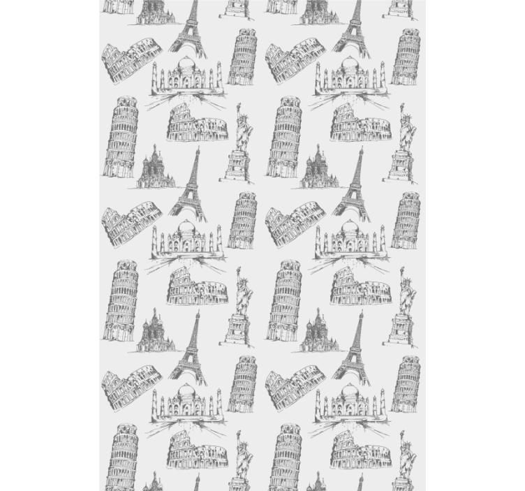 Estor vintage Patrón de monumentos más famosos - TenVinilo