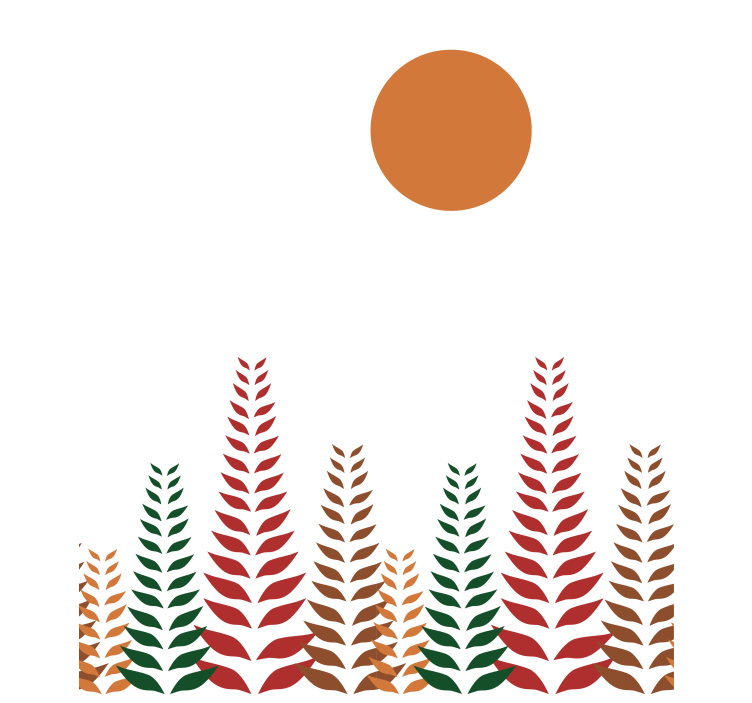 Cortina roller moderno follaje retro y sol - TenVinilo