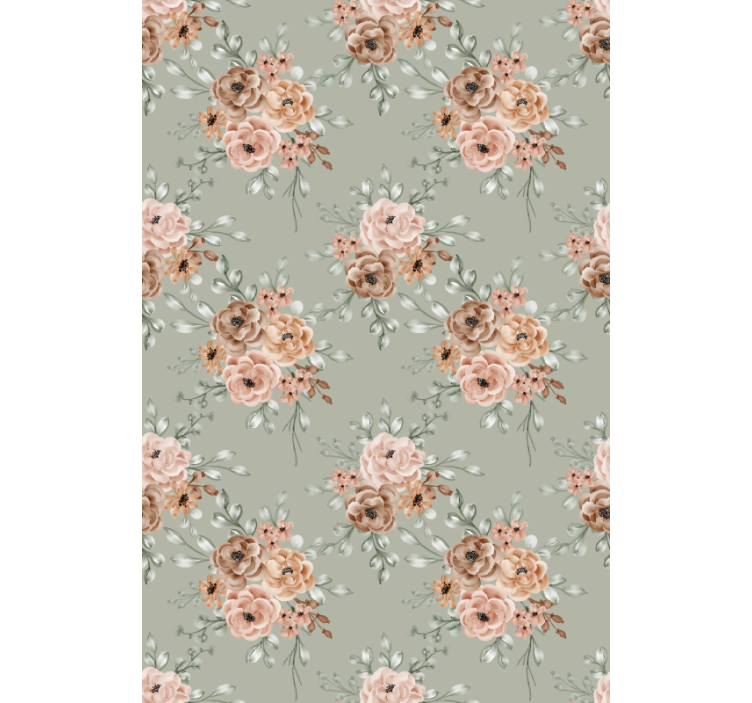 Cortina roller floral hermoso arreglo beige - TenVinilo