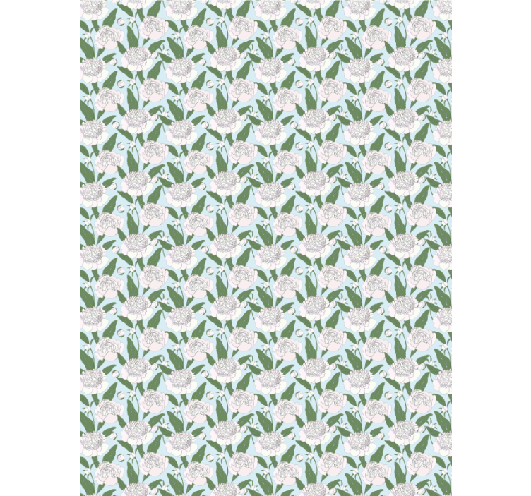 Cortina roller flores patrón de peonía blanca - TenVinilo