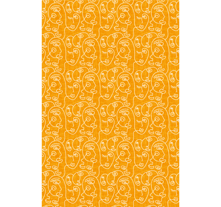 Cortina roller dibujos patrones faciales estilizados - TenVinilo