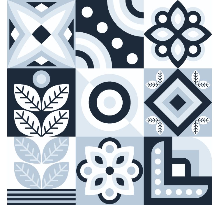 Cortina roller nórdico patrón de azulejos - TenVinilo