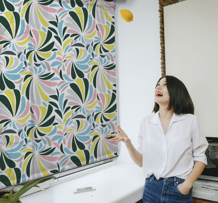 Cortina roller flores elegante patrón floral - TenVinilo