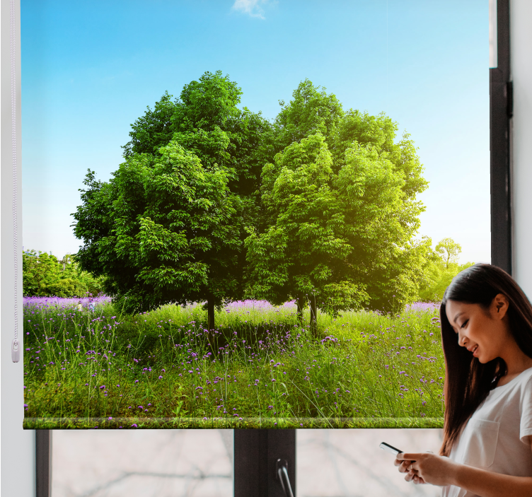 Cortina roller árboles escena de exuberante vegetación - TenVinilo