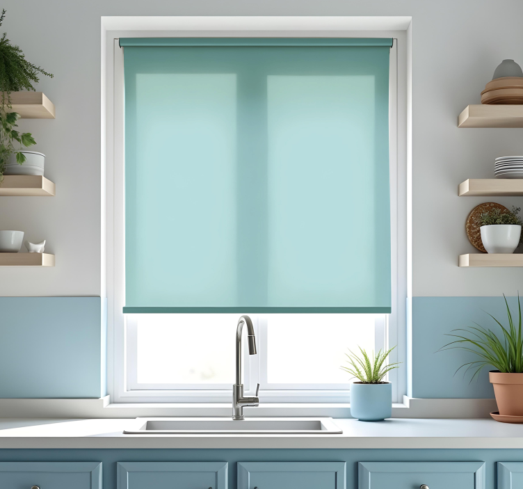 Cortina roller cocina monocolor azul claro - TenVinilo