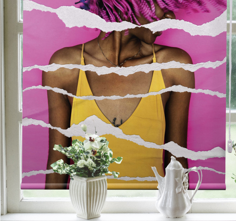 Cortina roller dibujos efecto de papel rasgado - TenVinilo