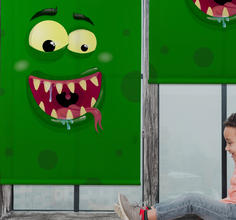 Cortina roller divertida monstruo verde - TenVinilo