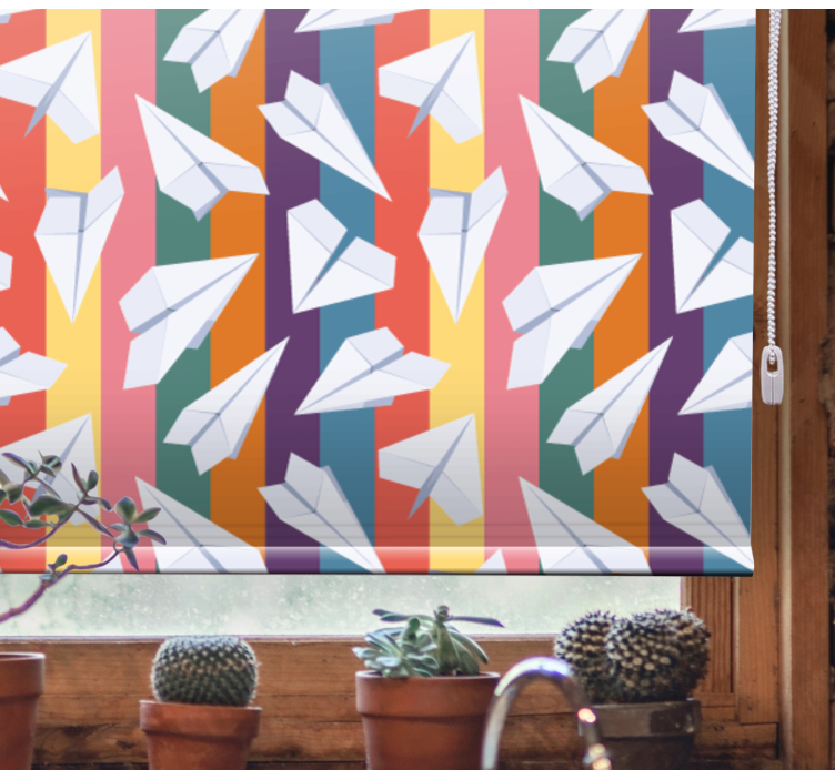 Cortina roller divertida vuelo de aviones de papel - TenVinilo