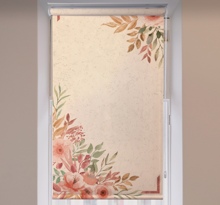 Cortina roller floral encantador borde beige - TenVinilo