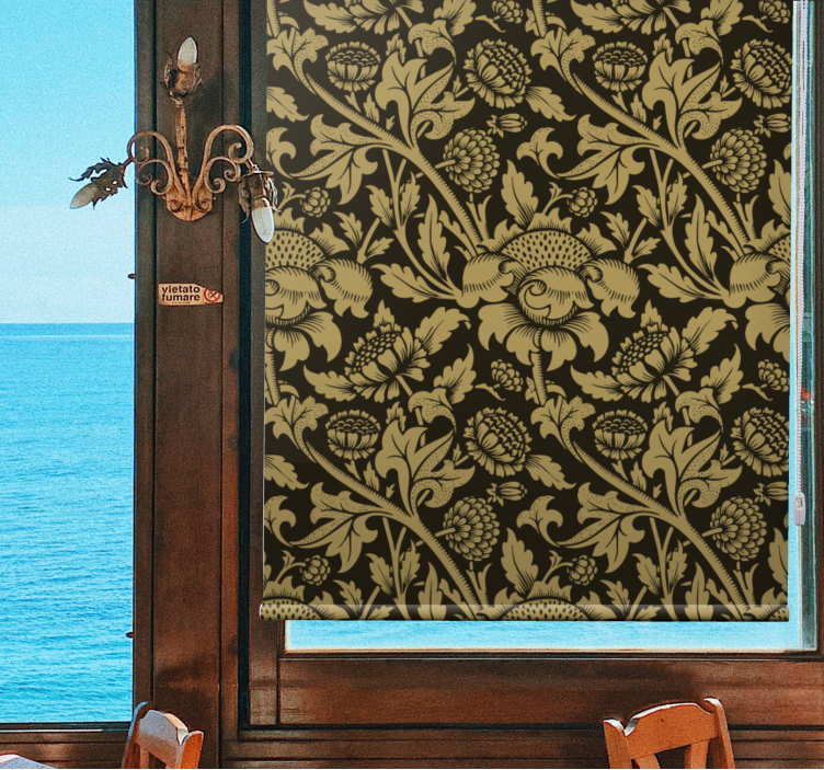 Cortina roller floral patrón beige clásico - TenVinilo