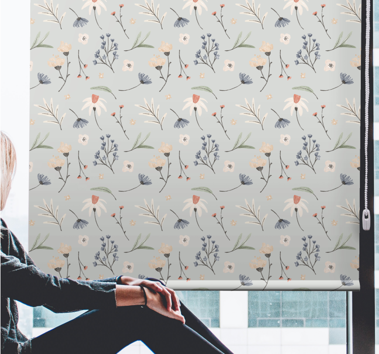 Cortina roller floral elementos delicados - TenVinilo