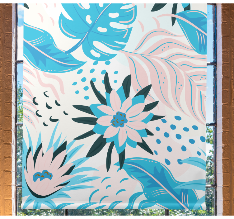 Cortina roller flores diseño de patrón botánico - TenVinilo