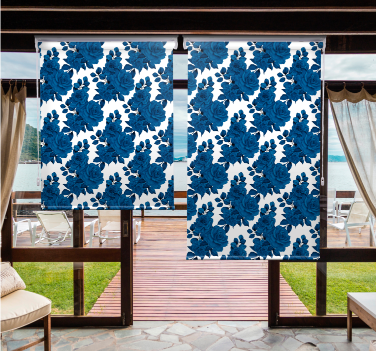 Cortina roller flores motivo de flor azul - TenVinilo