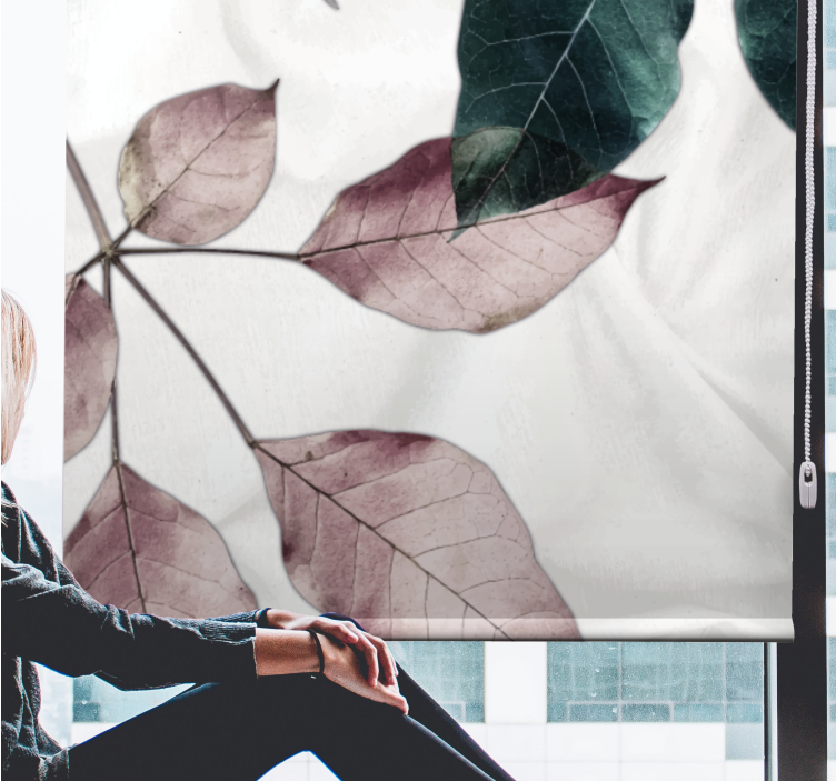 Cortina roller living comedor tema botánico de follaje - TenVinilo