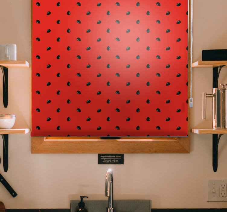 Cortina roller frutas patrón de fresa roja - TenVinilo