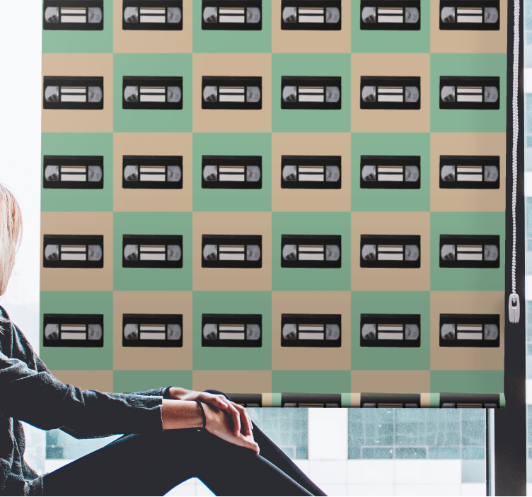 Cortina roller vintage patrón de cinta retro - TenVinilo