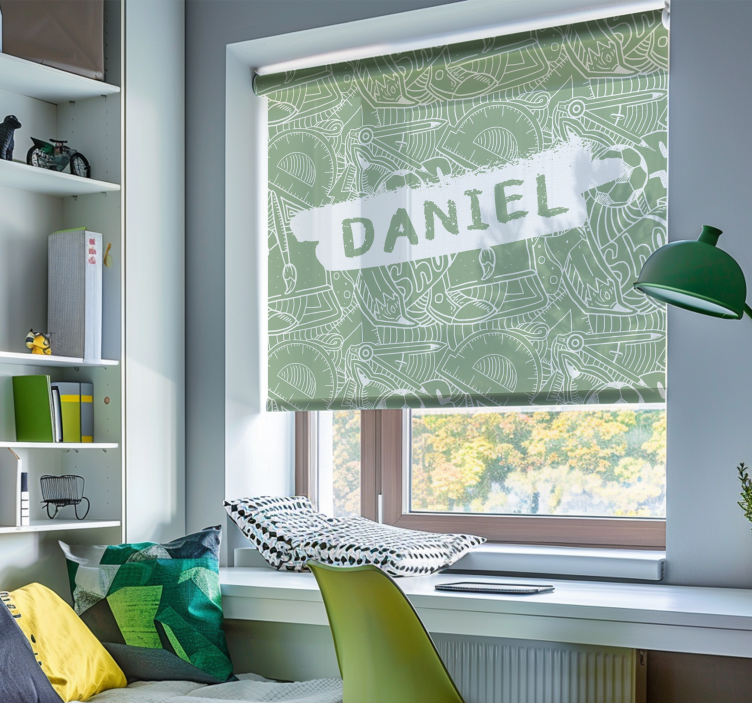 Cortina roller juvenil tiza escolar verde - TenVinilo