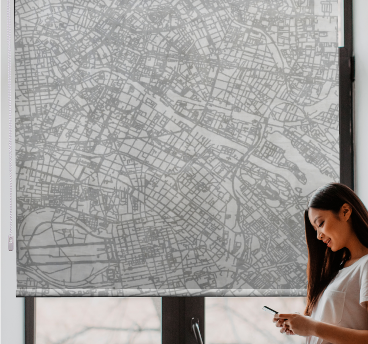 Cortina roller original esquema del mapa de la ciudad - TenVinilo