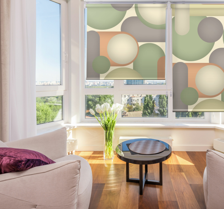 Cortina roller moderno disposición circular geométrica - TenVinilo