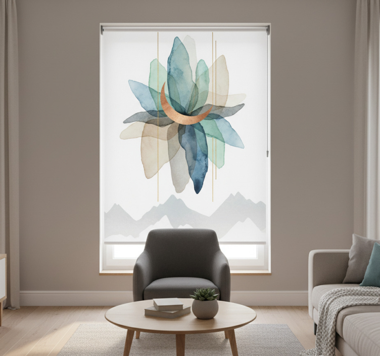 Cortina roller nórdico paisaje montañoso abstracto - TenVinilo