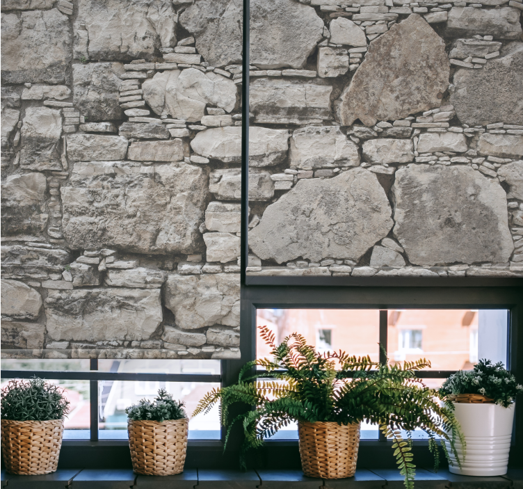 Cortina roller textura efecto de pared de piedra - TenVinilo