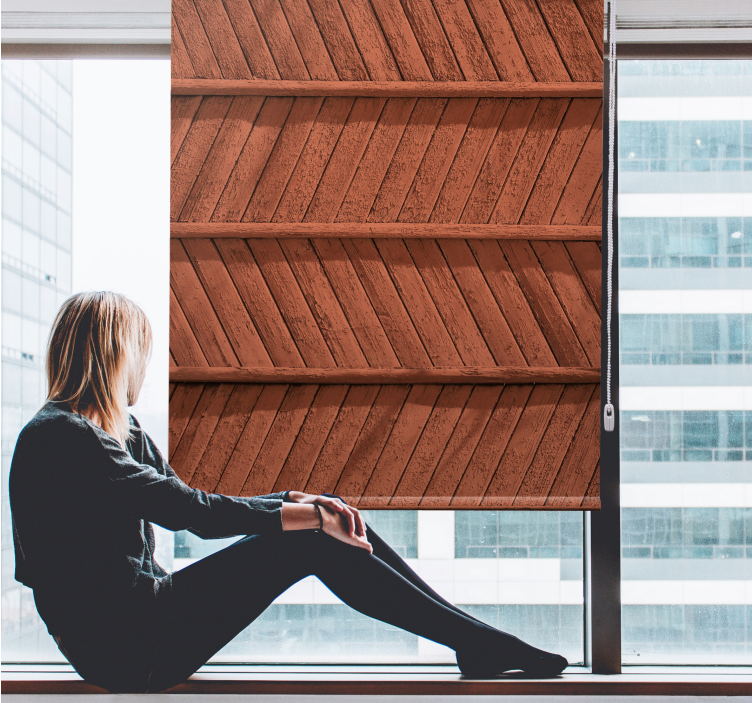 Cortina roller textura patrón de madera en espiga - TenVinilo