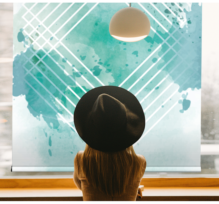 Cortina roller moderno patrón geométrico de acuarela - TenVinilo