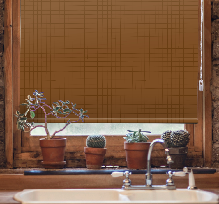 Cortina roller textura superficie de cuadrados marrones - TenVinilo